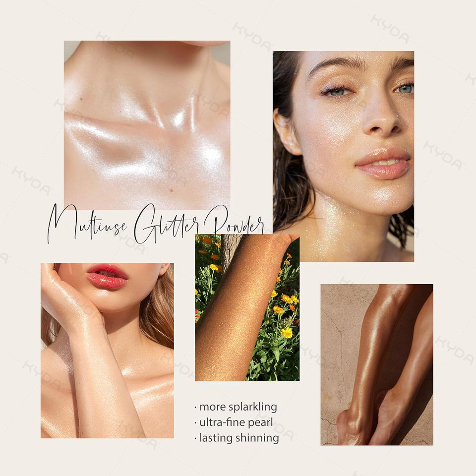 Kyda Highlighter Powder Spray, High Gloss Glitter Spray, Sparkling Powder Makeup, For Face And Body Glitter Cosmetic-Champagne Gold Kyda Highlighter Powder Spray, High Gloss Glitter Spray, Sparkling Powder Makeup, For Face And Body Glitter Cosmetic-Champagne Gold