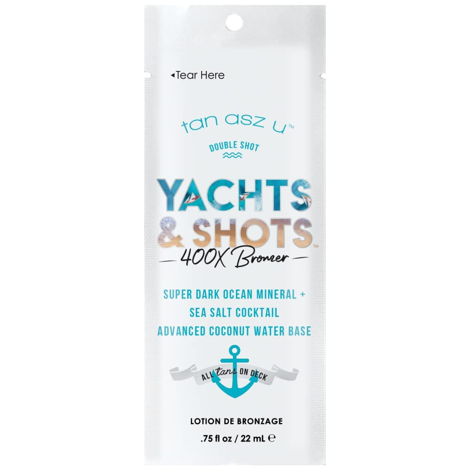 3 Packets Yachts & Shots 400X Double Shot Bronzer Super Dark Ocean Mineral & Sea Salt Cocktail .75Oz Each 3 Packets Yachts & Shots 400X Double Shot Bronzer Super Dark Ocean Mineral & Sea Salt Cocktail .75Oz Each
