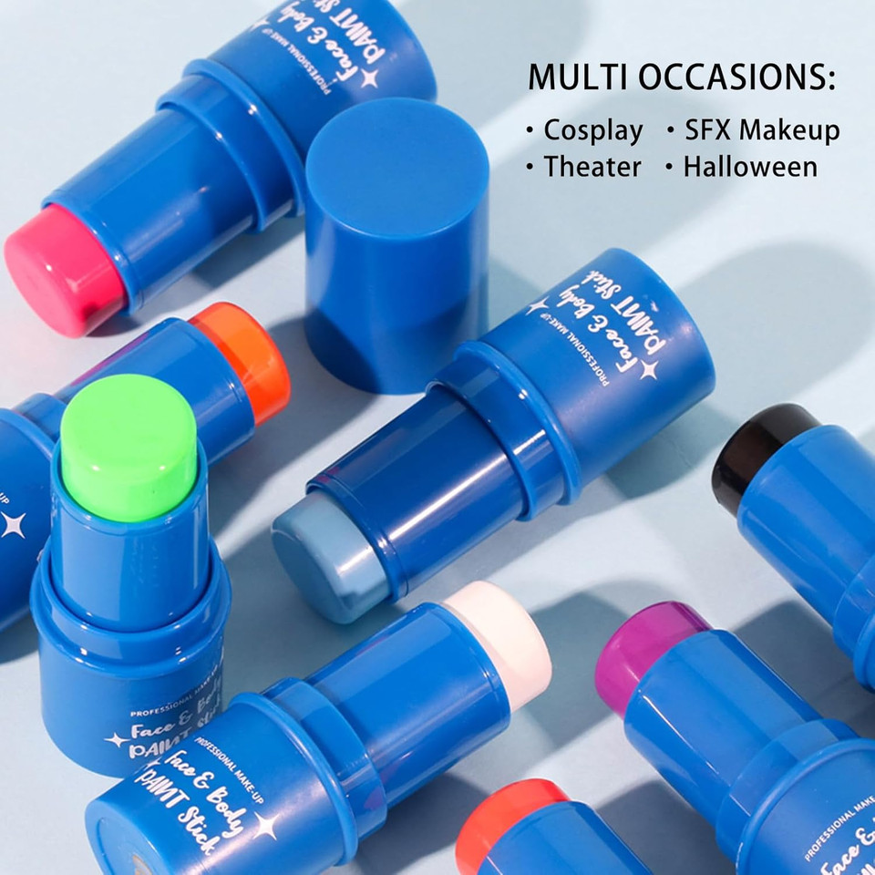 Kyda Black Body Paint Stick, Eye Black Stick For Sports, Body Paint Stick For Adults And Kids, Halloween Skeleton Goths Zombie Cosplay Sfx Makeup, Clown Black Stick