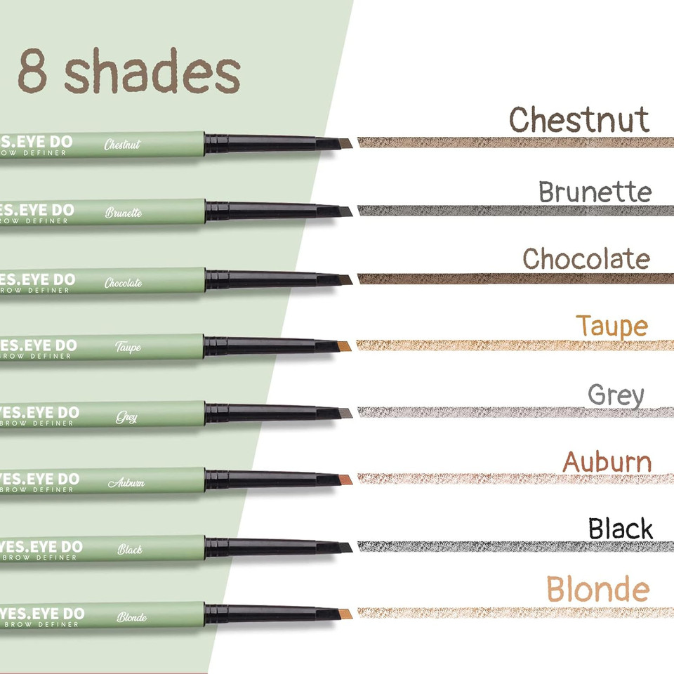 Grey Brown Eyebrow Pencil, Ultra Slim Automatic Eyebrow Pen Long Lasting, Waterproof Micro Fine Triangle Tip Double Head Brow Sculptor For Natural Eye Brow Lamination Makeup Look, Brunette, Yes.Eye Do