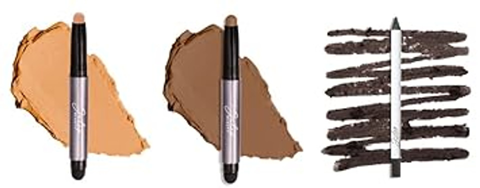 Julep 3Pc Set: Eyeshadow 101 Crème-To-Powder Eyeshadow Stick Duo In Beachy & Smoky Tawny Matte + When Pencil Met Gel Long-Lasting Eyeliner Pencil In Clay Matte - Blendable, Smudge-Resistant Makeup