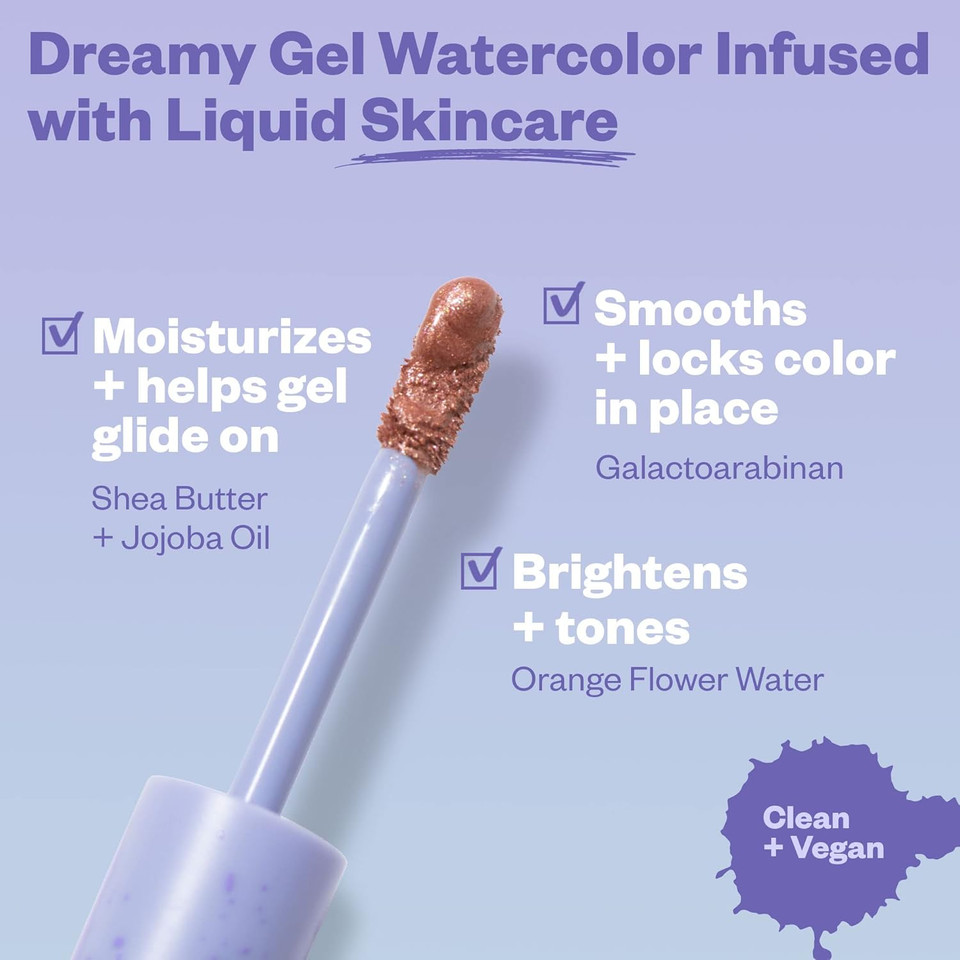 Kosas 10-Second Eye Gel Watercolor Eyeshadow: Moisturizing And Brightening Shimmer Eyeshadows - Heat Kosas 10-Second Eye Gel Watercolor Eyeshadow: Moisturizing And Brightening Shimmer Eyeshadows - Heat