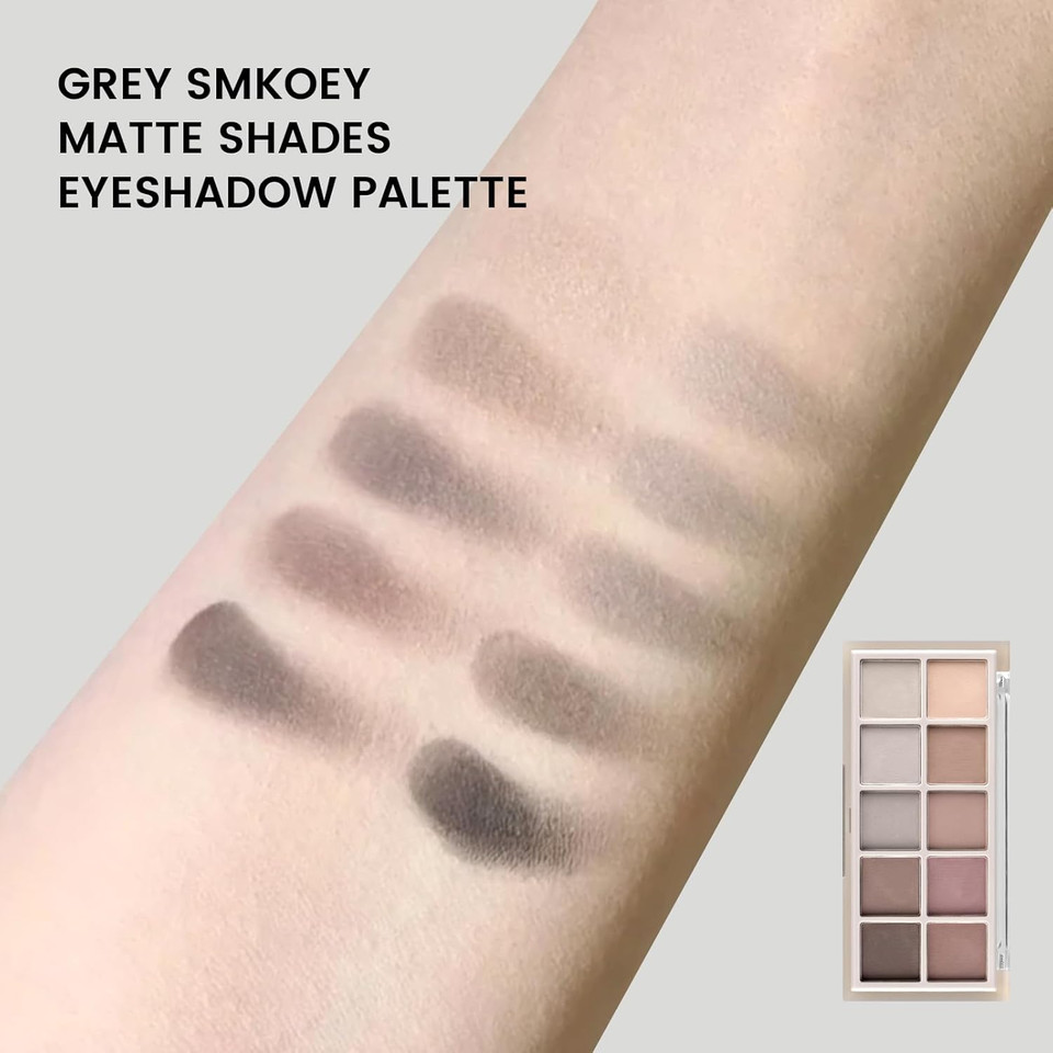 Kyda 10-Color Neutral Taupe Matte Eyeshadow Palette - High Pigmented Nude Brown & Smokey Grey Shades Kyda 10-Color Neutral Taupe Matte Eyeshadow Palette - High Pigmented Nude Brown & Smokey Grey Shades