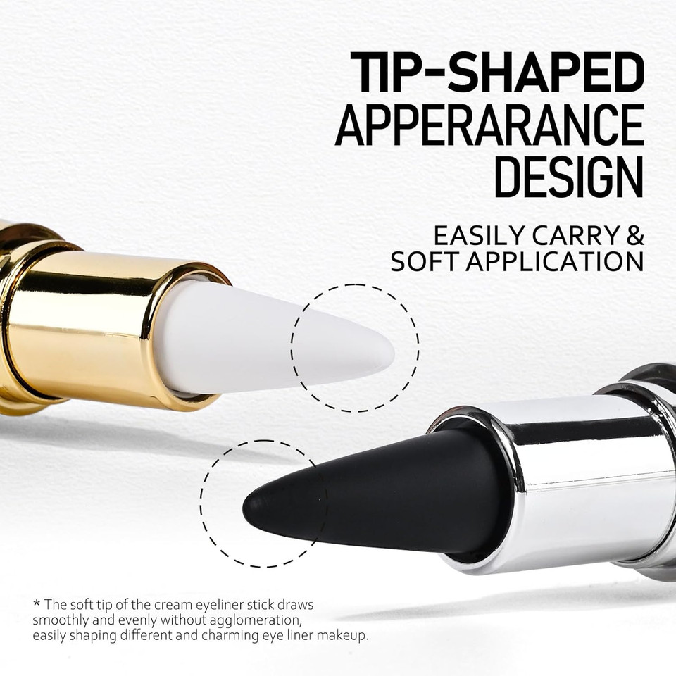 Kyda 2 Colors Gel Eyeliner, Smooth Cream Eyeliner, Natural Matte Black Tinted Eyeliner Cream, Crayon Eyeliner Stick, Multiuse Stick For Liner And Eyeshadow