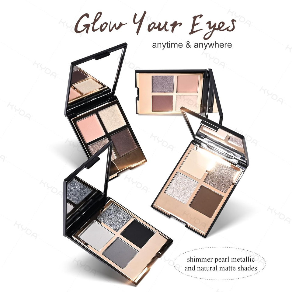 Kyda 4 Colors Brown Eyeshadow Palette, Neutral Nude Dark Brown Eyes Shadow, Shimmer Pearl White Eye Glitters, Cool-Toned Neutral Eyeshadow With Ultra-Fine Silky Finish, High Pigment Eyes Makeup Kyda 4 Colors Brown Eyeshadow Palette, Neutral Nude Dark Brown Eyes Shadow, Shimmer Pearl White Eye Glitters, Cool-Toned Neutral Eyeshadow With Ultra-Fine Silky Finish, High Pigment Eyes Makeup