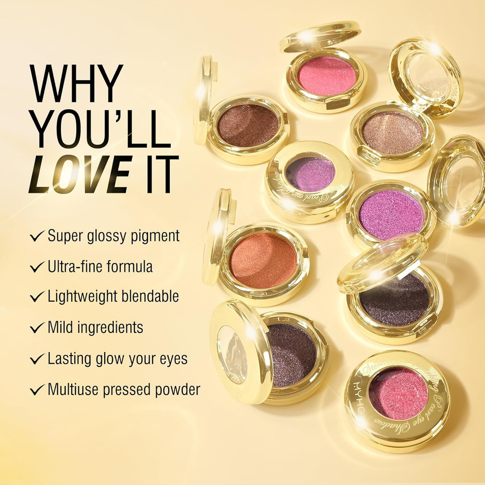 Kyda Single Glitter Eyeshadow - Sparkling Pink Purple, Pastel Purple Shimmer Pressed Powder, High Pigment Compact, Lightweight Blendable