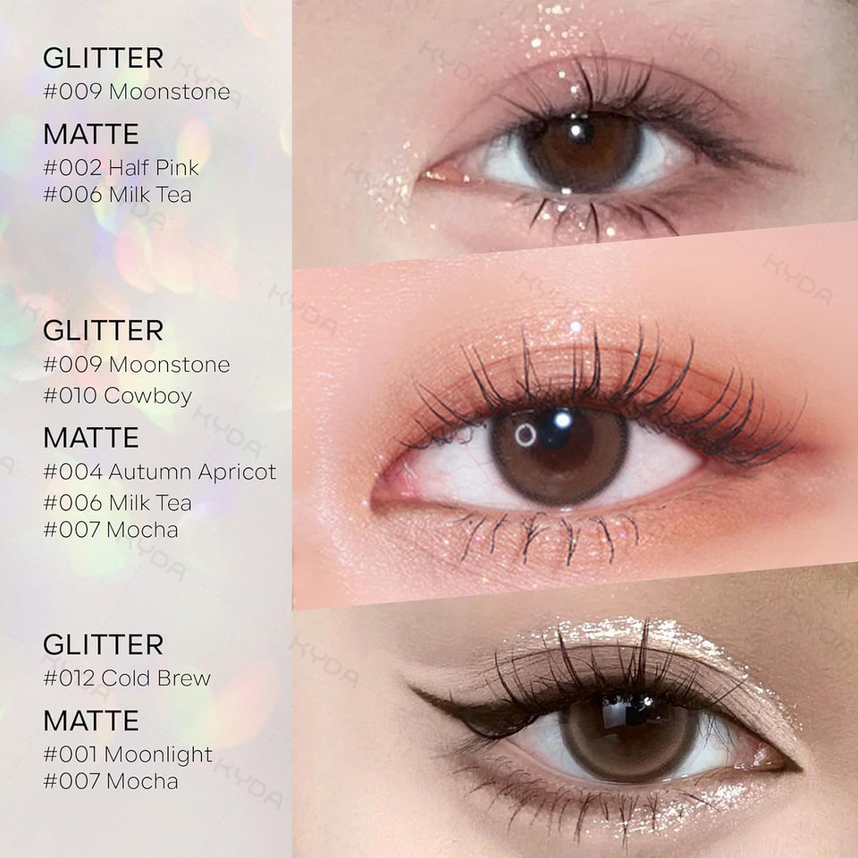 Kyda Single Glitter Eyeshadow, Champagne Pearl Glow Eyeshadow, Ultra-Fine Lightweight Powder, Blendable Formula, Daily Glossy Eyes Makeup, Cowboy Kyda Single Glitter Eyeshadow, Champagne Pearl Glow Eyeshadow, Ultra-Fine Lightweight Powder, Blendable Formula, Daily Glossy Eyes Makeup, Cowboy