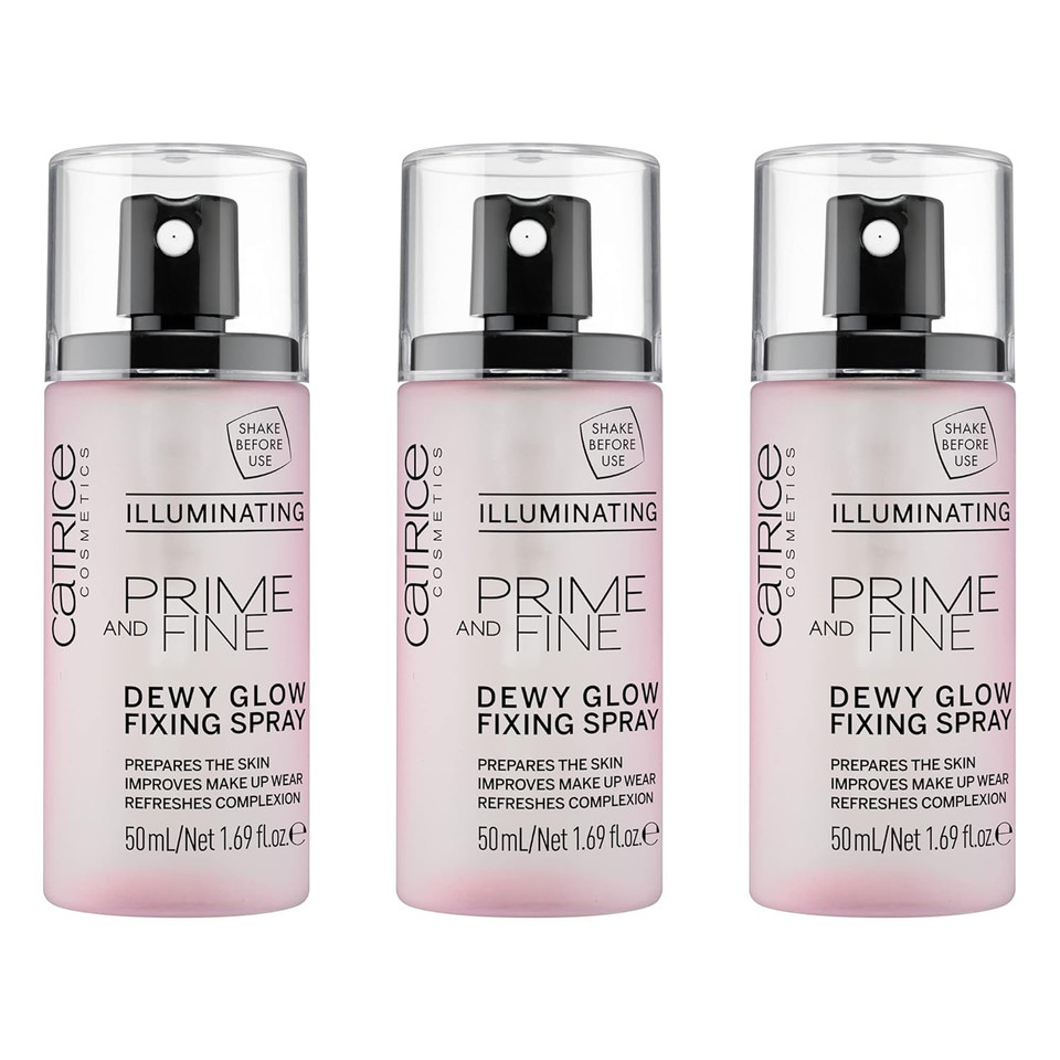 Catrice | Prime & Fine Illuminating Dewy Glow Spray | Transparent And Fast Drying Fixing Spray| Paraben Free & Vegan | Cruelty Free (Pack Of 3)Pack Of 3