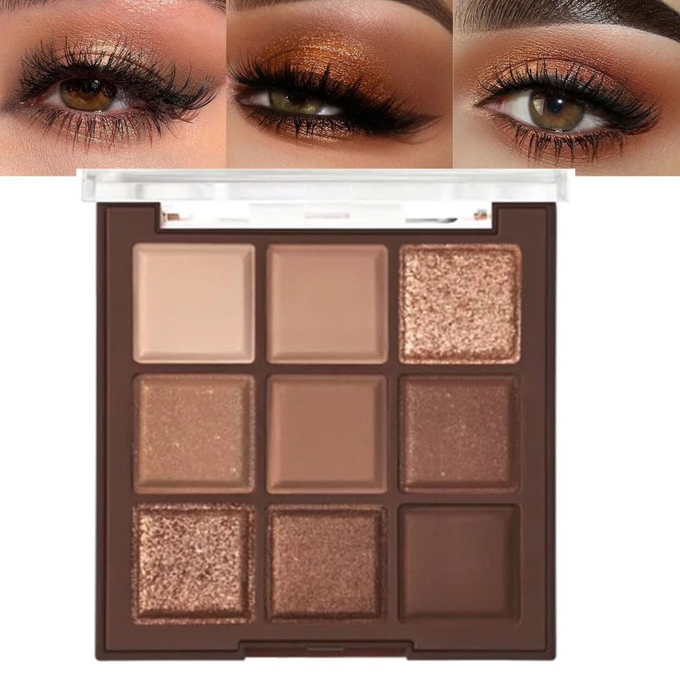 9 Colors Colorful Eyeshadow Palette Makeup,Rose Gold Brown Nude Matte Shimmer Neutral Eye Shadow Powder Palette,Highly Pigmented Naturing-Looking Long Lasting Waterproof