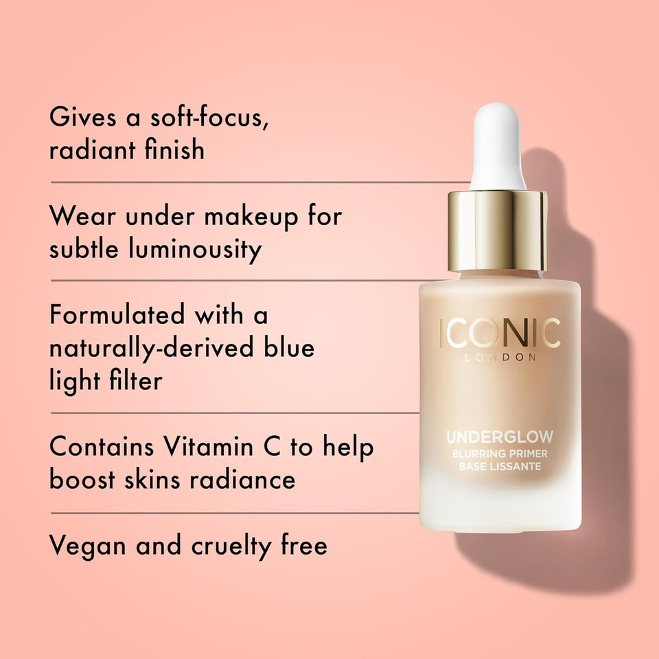 Iconic London Underglow Blurring Primer | Blurs Imperfections And Gives Skin A Radiant Glow, Cruelty-Free, Vegan Makeup Universal Shade, 0.91 Fl Oz Iconic London Underglow Blurring Primer | Blurs Imperfections And Gives Skin A Radiant Glow, Cruelty-Free, Vegan Makeup Universal Shade, 0.91 Fl Oz