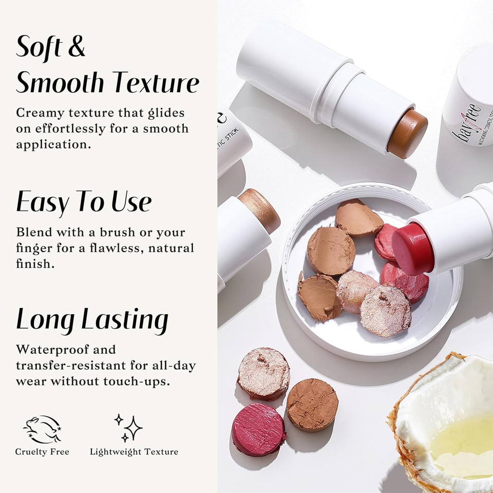 Kimuse Multi Stick Trio Face Makeup, Cream Blush Stick For Cheeks & Lips, Contour Stick & Highlighter Makeup Sticks For All Skin