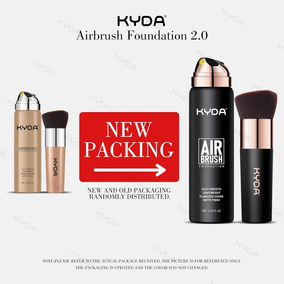 Kyda Airbrush Foundation Spray, Lasting Matte Foundation, Lightweight Cover, Smooth Blendable, Moisturizing Makeup Primer With Soft Brush Applicator-#120 Classic Ivory Kyda Airbrush Foundation Spray, Lasting Matte Foundation, Lightweight Cover, Smooth Blendable, Moisturizing Makeup Primer With Soft Brush Applicator-#120 Classic Ivory