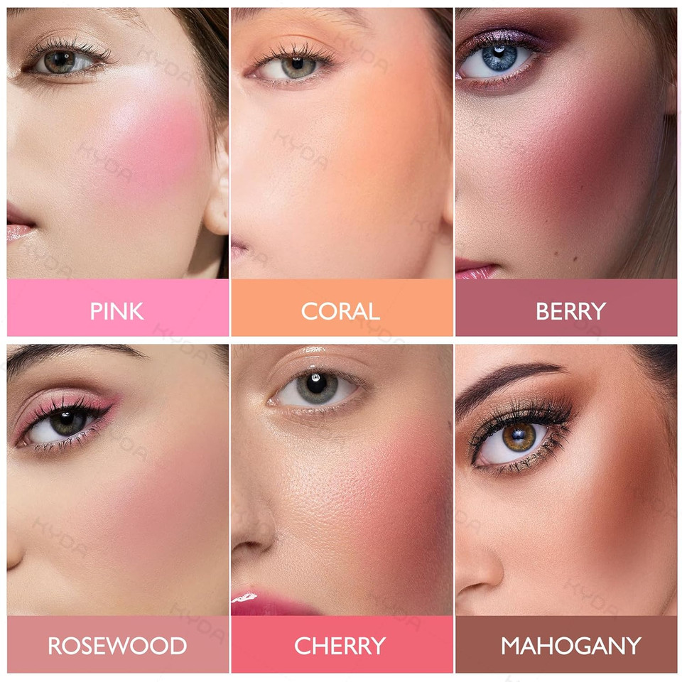 Kyda Coral Powder Blush, Radiant Glow Face Blush, Buildable Matte Cheeks Color, Ultra-Fine Lightweight Powder Blusher, Lasting Moisturizing
