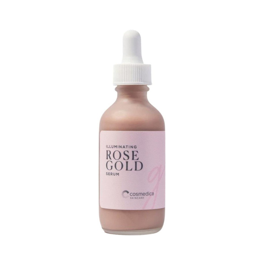 Illuminating Rose Gold Facial Serum Elixir With Hydrating Aloe And Hyaluronic Acid For A Light Highlighting Primer - Natural Makeup Or No Makeup Look With Dewy Finish (2 Oz.)