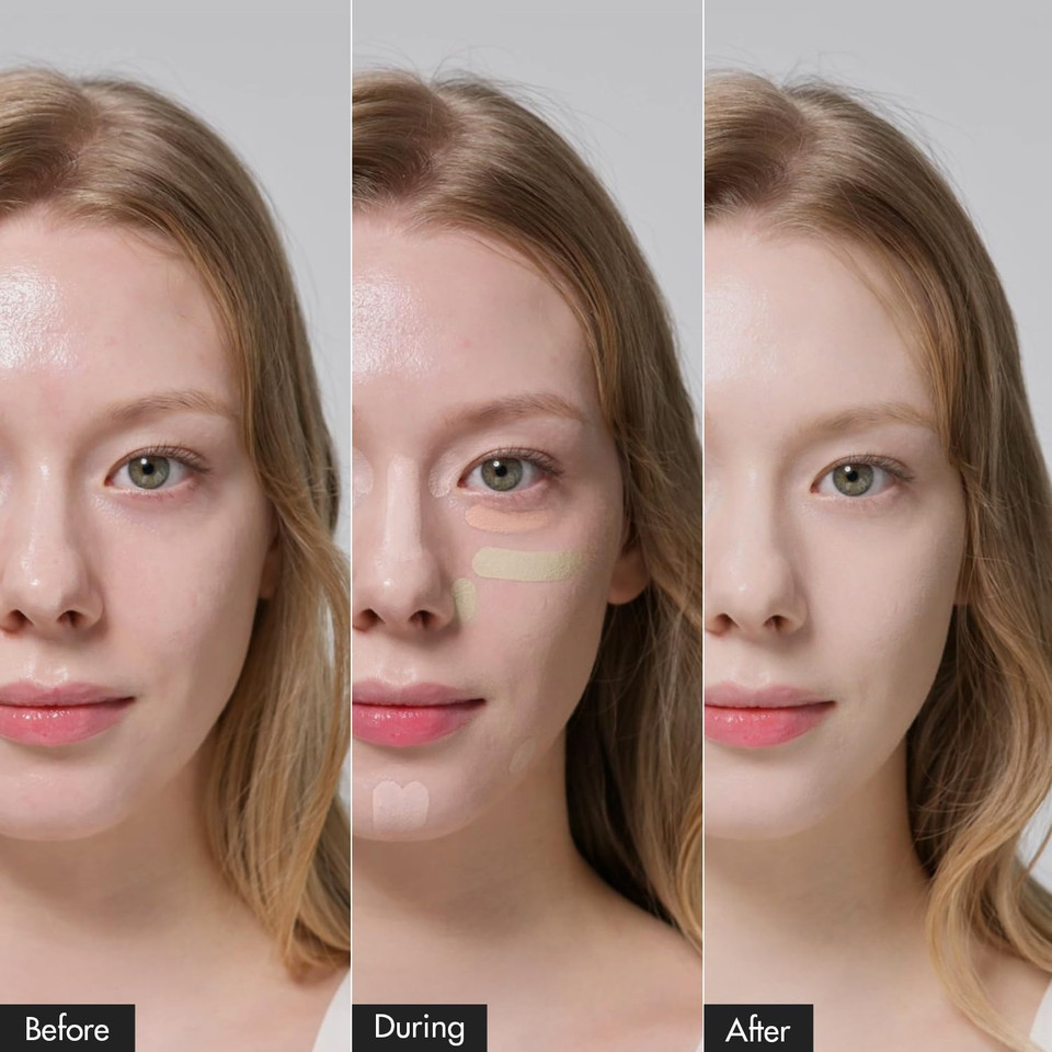 Luna Conceal Blender Palette 02 Pure Cover 5-In-1 Color Correcting And Concealing With Lemon, Lavender Fog, Porcelain, Natural Beige And Soft Pink, Suitable For Cool And Bright Tones