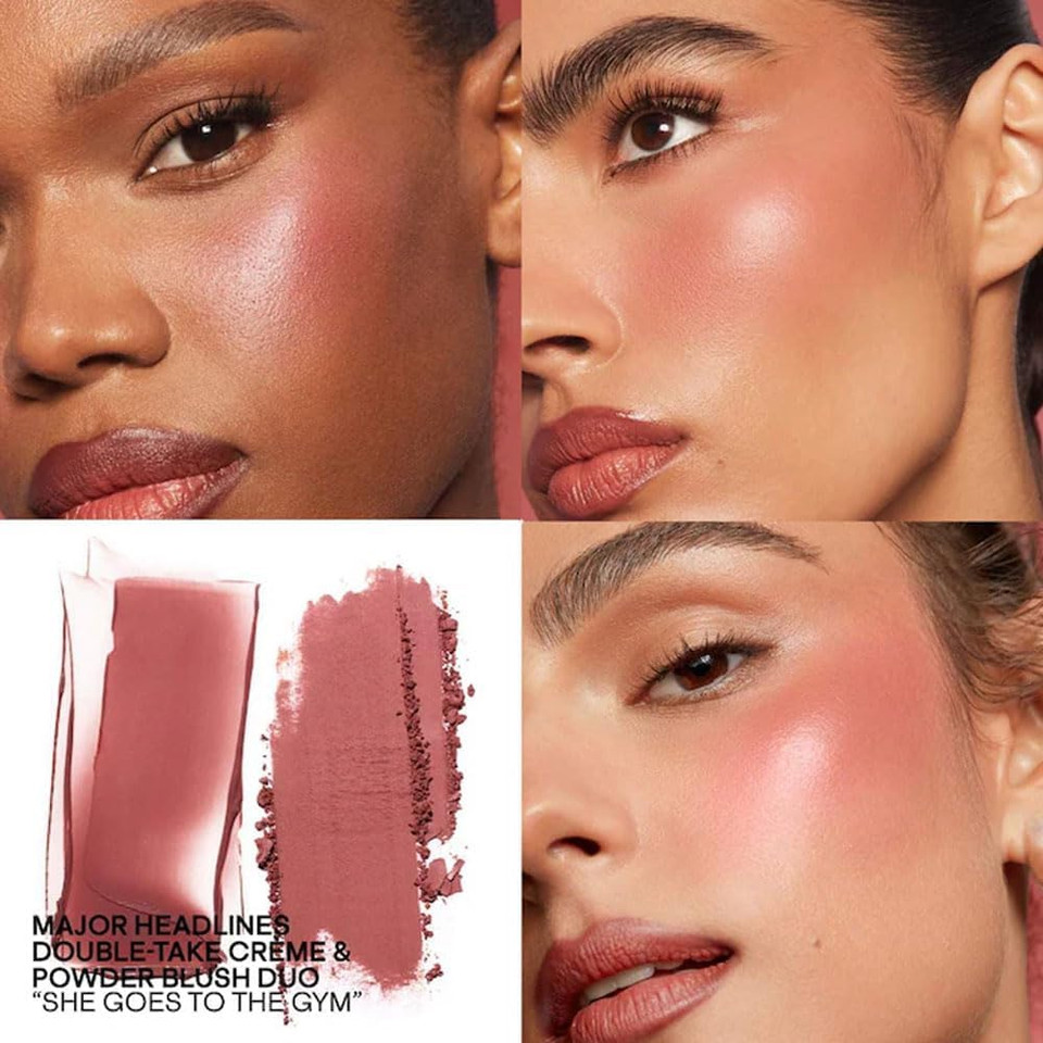 Patrick T4 - Major Headlines Double-Take Crème & Powder Blush Duo - Color: She Goes To The Gym (Cool Mauve Rose)