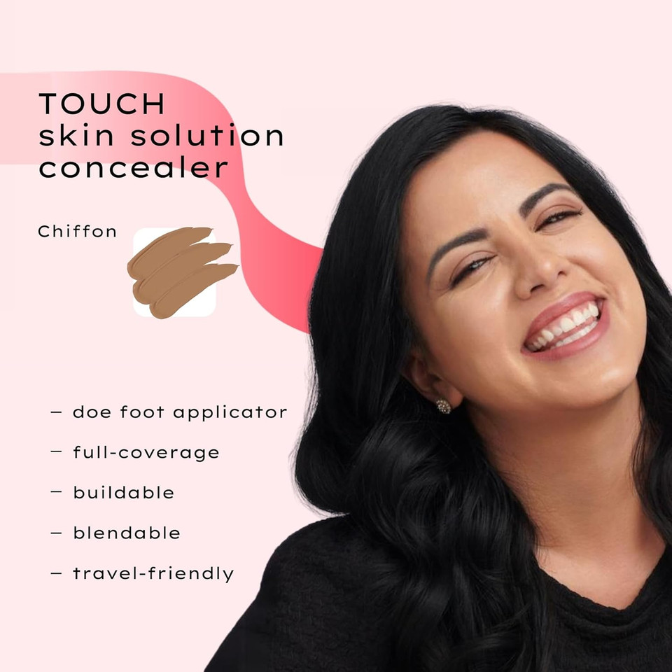Touch Skin Solution Concealer In Taffeta | Full Coverage Liquid Concealer Makeup For Face And Body | Blendable | Vitamin E, Caffeine, Squalane, And Sodium Hyaluronate | Travel Essentials Touch Skin Solution Concealer In Taffeta | Full Coverage Liquid Concealer Makeup For Face And Body | Blendable | Vitamin E, Caffeine, Squalane, And Sodium Hyaluronate | Travel Essentials