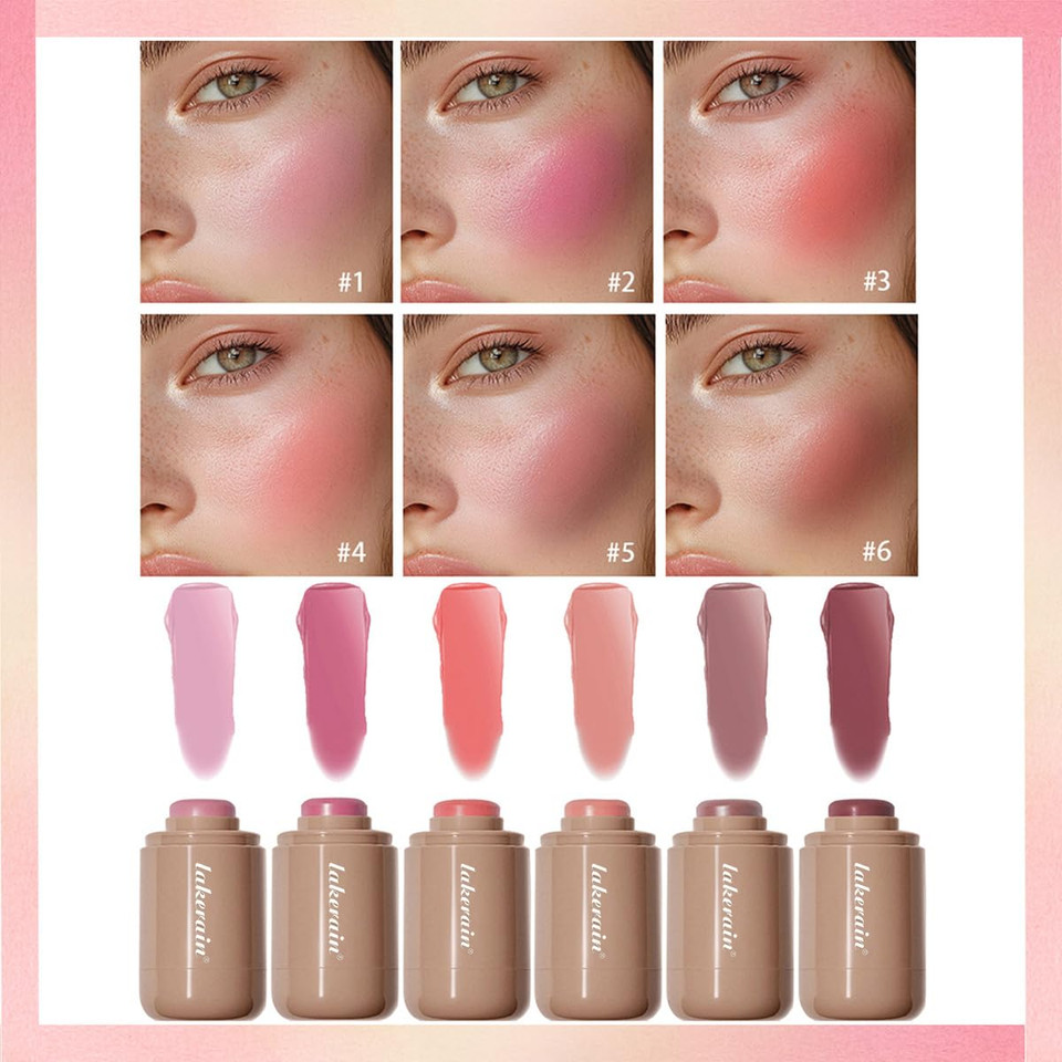 Cream Blush Stick, Natural-Looking Matte Finish Makeup Blush Stick, Hydrating Long Lasting Lightweight Blendable Blush For Cheeks (#2 Bright Pink, 1 Pc)