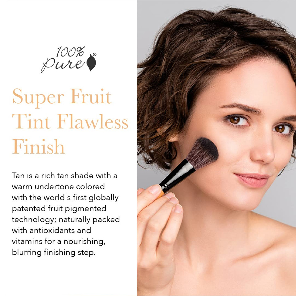 100% Pure Bamboo Blur Powder Tinted Setting Mattifying Face Makeup, Oil Absorbing Pore Minimizing Light Finish - Long Lasting, Vegan, Fruit Pigmented Tan Color (Tan Shade W/Warm Undertones) - 0.2 Oz