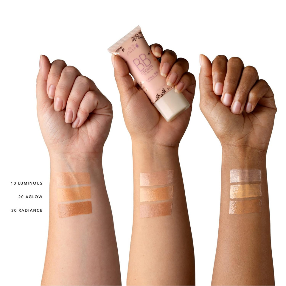 100% Pure Bb Cream Shade 20 Aglow Full Face Coverage Skin Care & Glow - All-In-One Primer Concealer & Foundation Makeup - Shimmery, Dewy Youth Medium Color W/Warm Undertone - Vegan - 1 Fl Oz