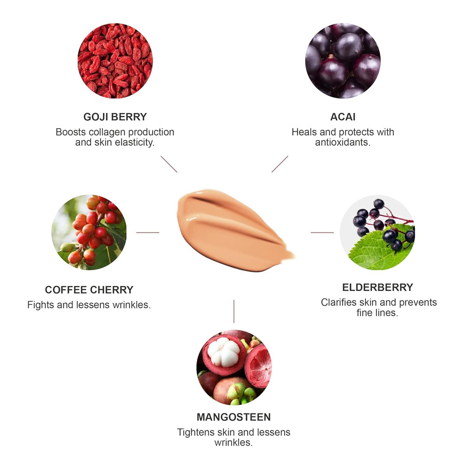 100% Pure Fruit Pigmented Healthy Foundation, Alpine Rose, Liquid Foundation Makeup, Anti-Aging, Full Coverage, Matte Finish - 1 Fl Oz