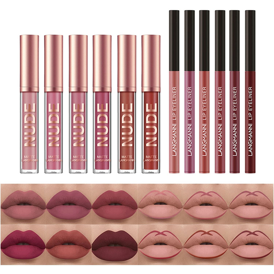 3Pcs Lip Liner And Lipstick Combo Set - Matte Lip Liner Pencil, Velvet Matte Lipstick & Hydrating Collagen Lip Gloss - Long-Lasting, Smudge-Proof, High Pigment Nude Brown Lip Makeup Kit (Set 4, 3)