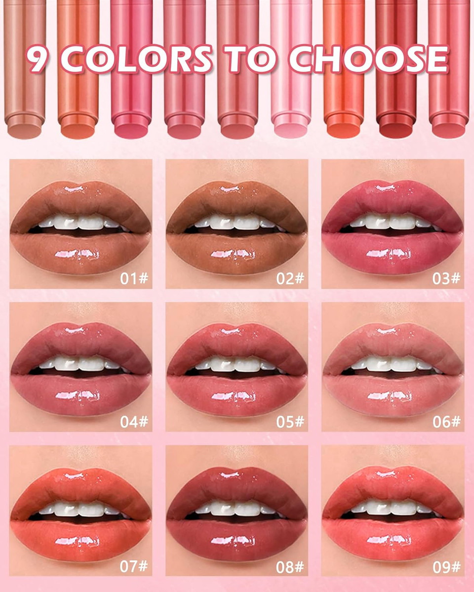 Hydrating Shimmer Lipstick,Moisturizing Jelly Lip Gloss,Dew Nude Lipstick Pen, Long Lasting Waterproof Tint Lip Balm Plumping Lip Stain Pen Glossy Butter Blam,Women'S Day Makeup Gift For Women-01