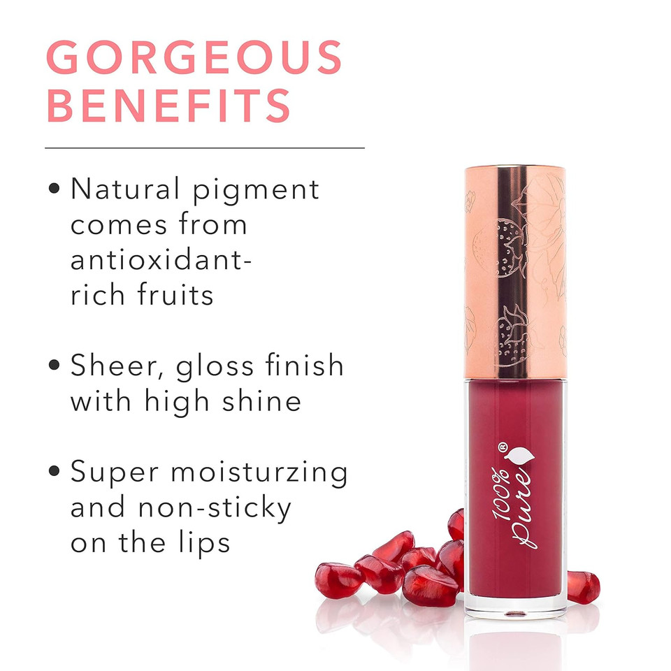 100% Pure Lip Gloss (Fruit Pigmented), Pink Caramel, High Shine, Moisturizing, Natural Lip Gloss, Sheer Finish, Tinted Lip Gloss W/Cocoa Butter, Vitamin E (Nude Rosy Brown Color) - 0.14 Fl Oz