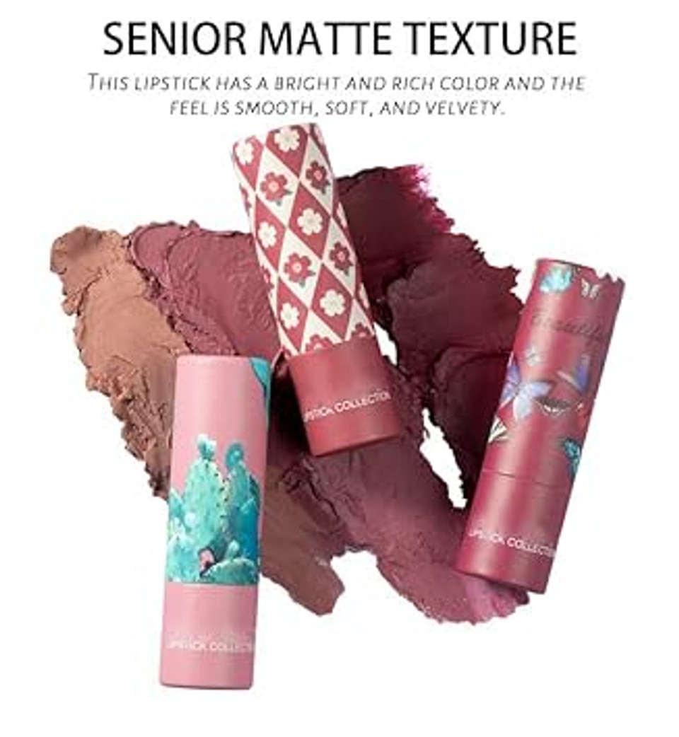 Akary Matte Nude Lipstick, Bold & Intense Nudes Paper Tube Lipsticks Smooth Velvety Lip Gloss, Long Lasting Lip Stick Non-Stick Cup Not Fade Nude Lip Stick, Senior Matte Lip Makeup Gifts For Women And Girls