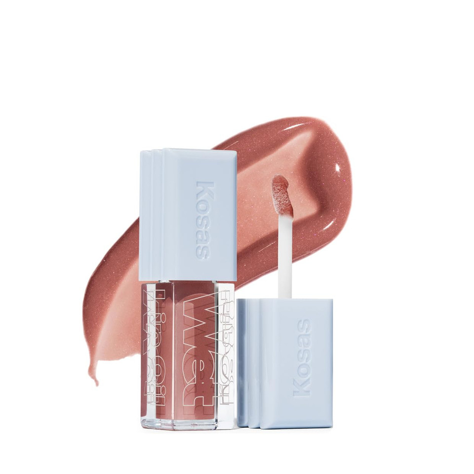 Kosas Wet Lip Oil Gloss - Hydrating Lip Plumping Treatment With Hyaluronic Acid & Peptides, Non-Sticky Finish (Malibu)