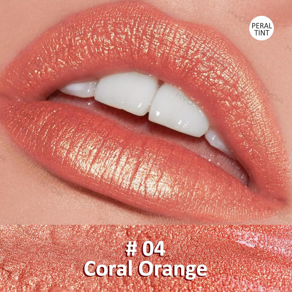 Kyda Red Shimmer Lipstick, Metallic Pearl Lipstick, Lasting Non-Sticky Glitter Lips Color, High Glossy Lips Makeup For Women, Cameo Brown Kyda Red Shimmer Lipstick, Metallic Pearl Lipstick, Lasting Non-Sticky Glitter Lips Color, High Glossy Lips Makeup For Women, Cameo Brown