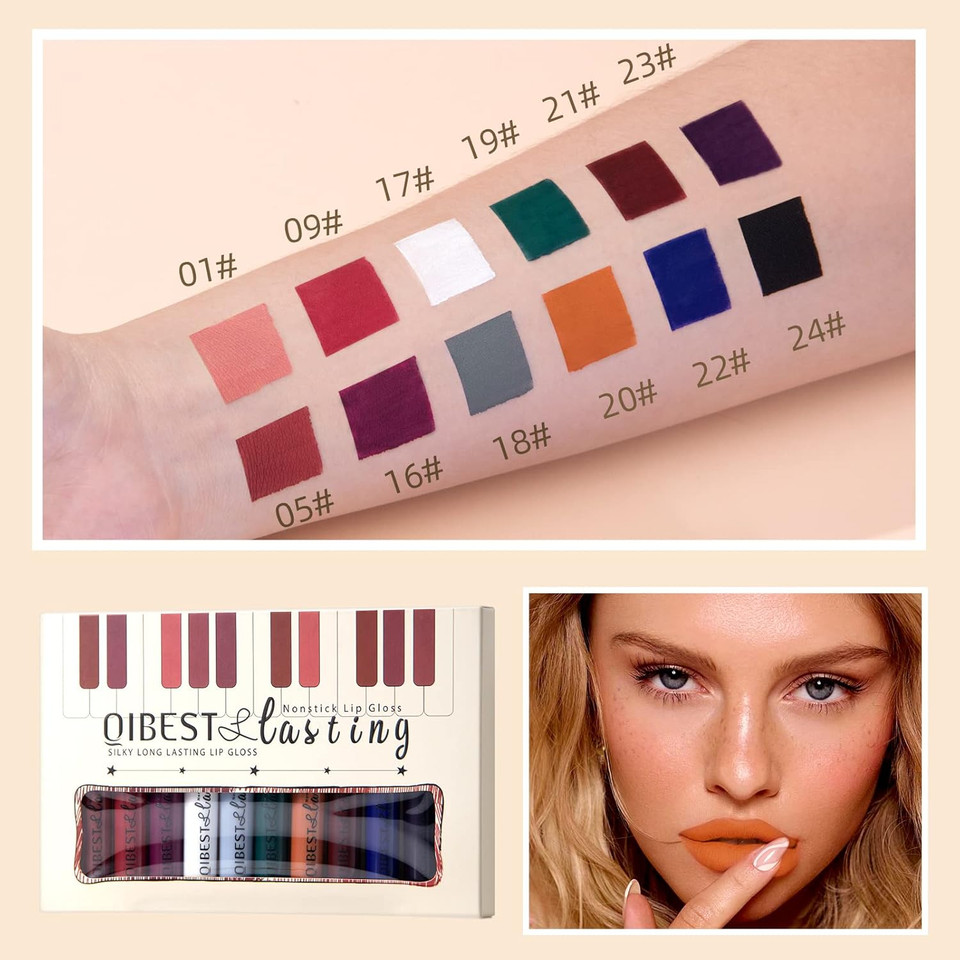 Maepeor Matte Liquid Lipstick Set 12Pcs Smooth Creamy Velvet Lipstick Long-Lasting Waterproof Smudgeproof Lip Gloss For Women And Girls (Matte, 12Pcs-01)