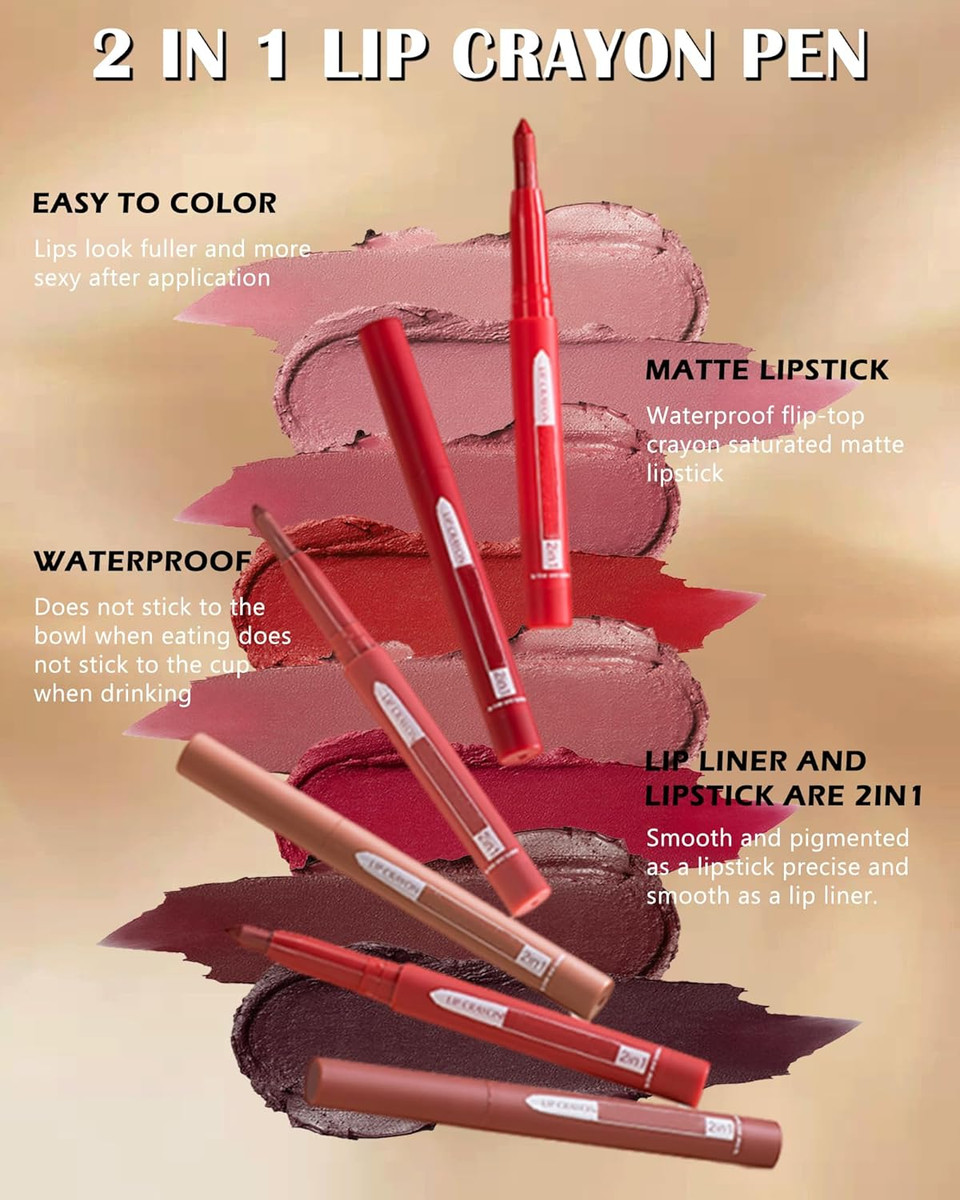 Matte Lipstick Lipliner Set-4Pcs Waterproof Lip Crayon Pen Tinted Lip Balm,Nude Pink Red Long Lasting Lip Gloss Lip Liner Pencil With Sharpener,Makeup Gift For Women,Labiales Mate 24 Horas Originales Matte Lipstick Lipliner Set-4Pcs Waterproof Lip Crayon Pen Tinted Lip Balm,Nude Pink Red Long Lasting Lip Gloss Lip Liner Pencil With Sharpener,Makeup Gift For Women,Labiales Mate 24 Horas Originales