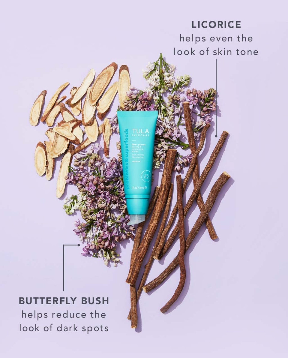 Tula Skin Care Face Filter Blurring And Moisturizing Primer - Cosmos, Evens The Appearance Of Skin Tone & Redness, Hydrates & Improves Makeup Wear, 1Fl Ozcosmos - Deep