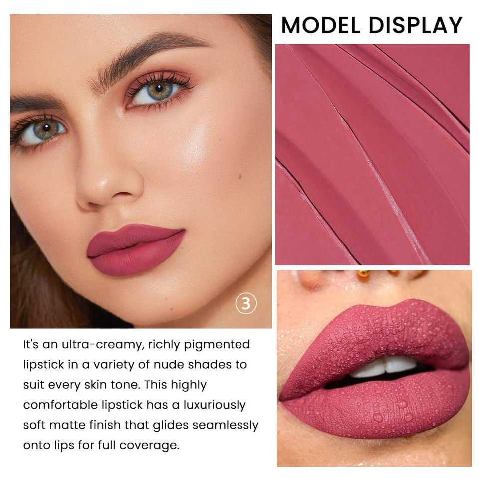 Nude Lipstick Lip Liner Matte Sets,Light To Dark High Pigmented Velvet Lipstick Lipliner For Daily Makeup,For Women Long Lasting Waterproof 24 Hours Lip Stick Lip Stain Makeup Gift Sets