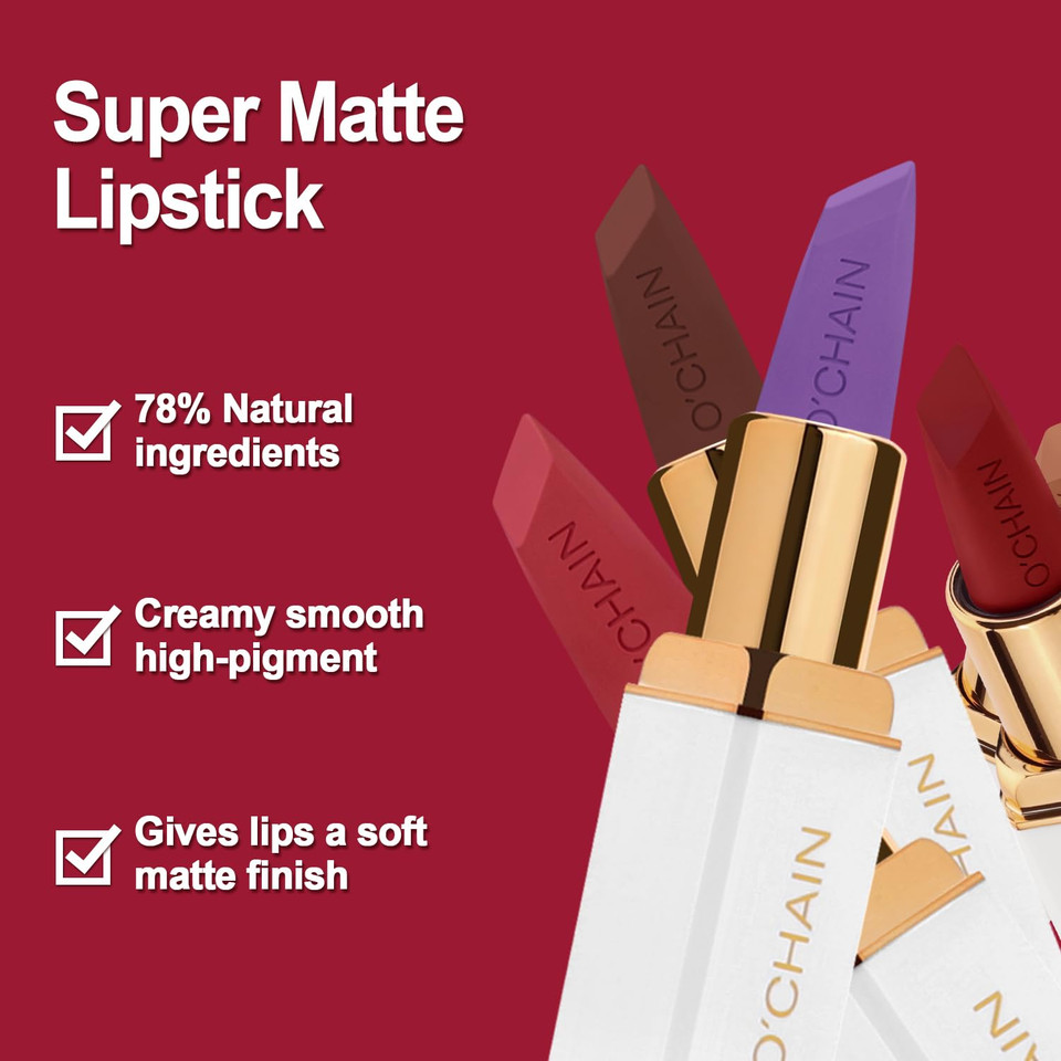O'Chain Nude Matte Lipstick, Long Lasting Full Coverage Non-Transfer Lipstick For Women Infused With Jojoba Oil And Vitamin E, Cruelty-Free & Vegan (03 Minx) 0.12 Oz O'Chain Nude Matte Lipstick, Long Lasting Full Coverage Non-Transfer Lipstick For Women Infused With Jojoba Oil And Vitamin E, Cruelty-Free & Vegan (03 Minx) 0.12 Oz