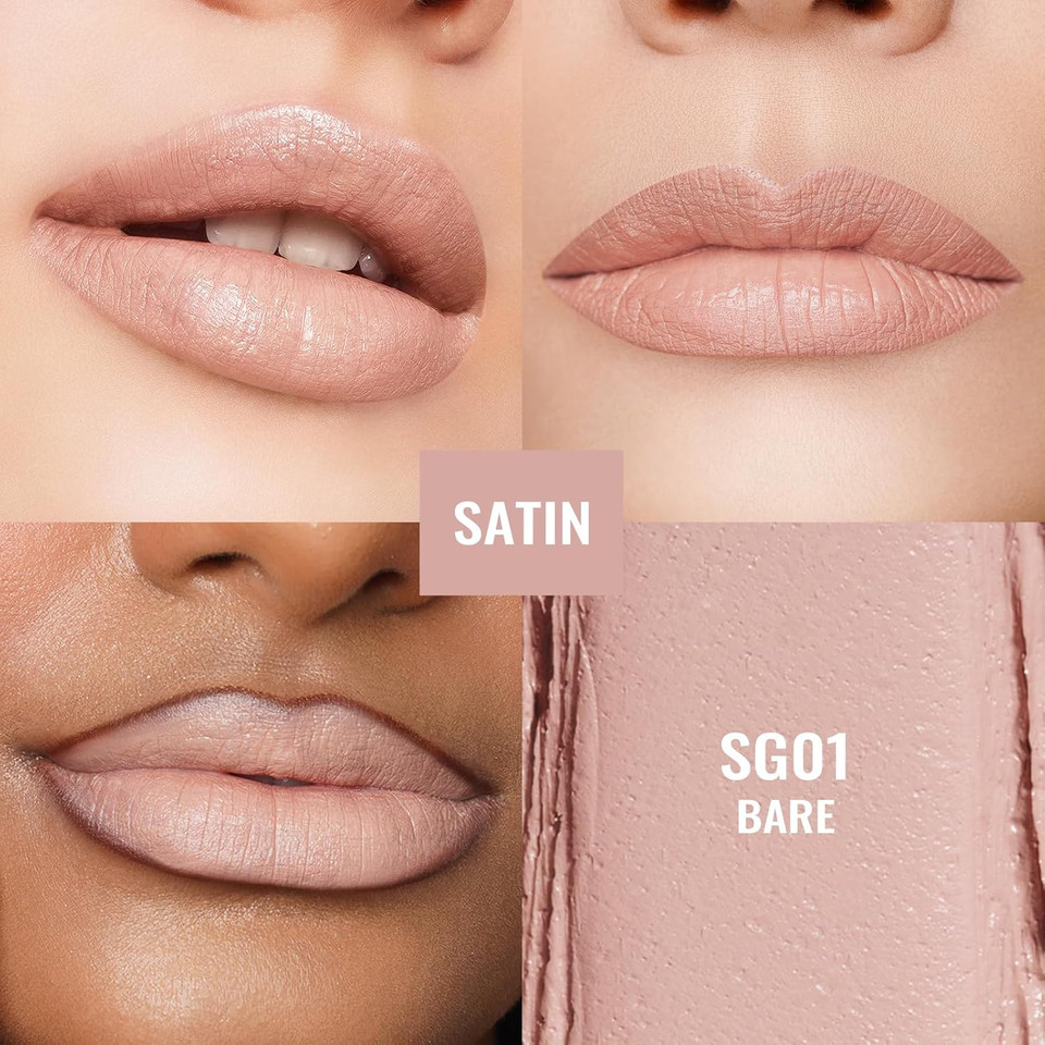 Oulac Beige Lipsticks For Women, Pale Nude Matte Lip Base, Full Coverage Lip Color, Satin Matte Finish, Cream Texture, Hydrating, Infused With Hyaluronic Acid, Vegan & Clean Beauty 4G Sg01 Bare