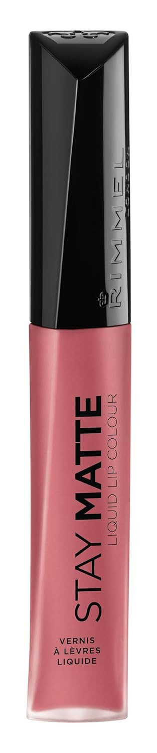 Rimmel London Stay Matte Liquid Lip Color With Full Coverage Kiss-Proof Waterproof Matte Lipstick Formula That Lasts 12 Hours - 100 Pink Bliss, .21Oz