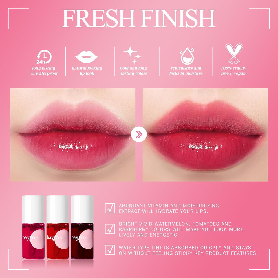 Lip Tint Stain Set, Korean Water Tint Lightweight Non-Sticky, Waterproof Long Lasting Liquid Blush & Lip Stain, Transfer-Proof, Matte Finish Lip Color Makeup (Fruit Platter)