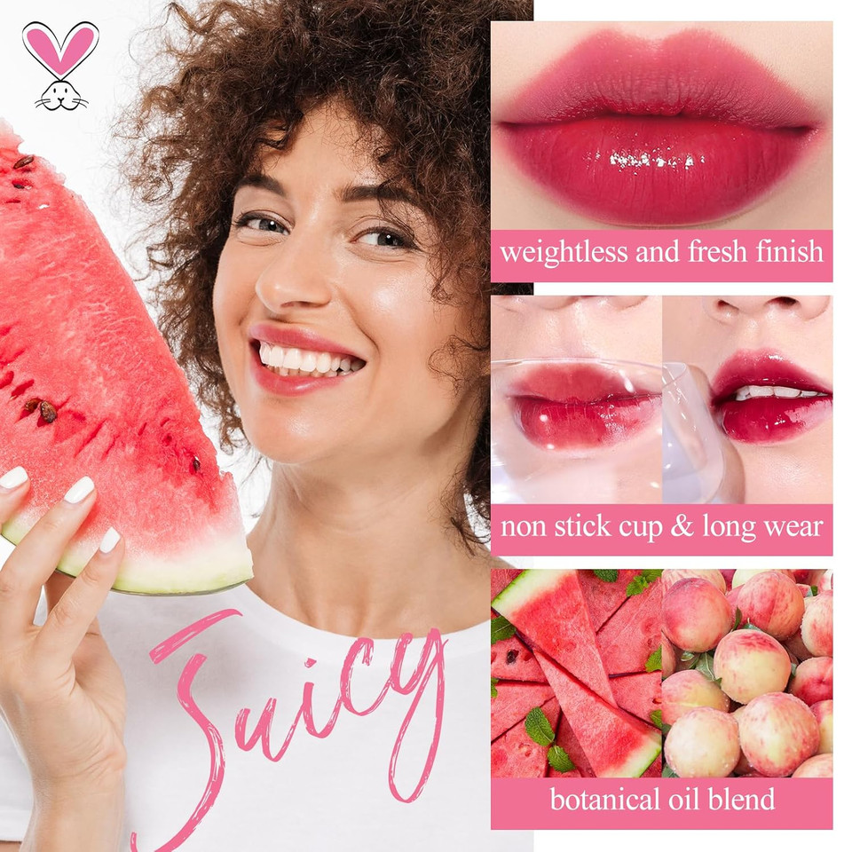 Lip Tint Stain Set, Korean Water Tint Lightweight Non-Sticky, Waterproof Long Lasting Liquid Blush & Lip Stain, Transfer-Proof, Matte Finish Lip Color Makeup (Fruit Platter)