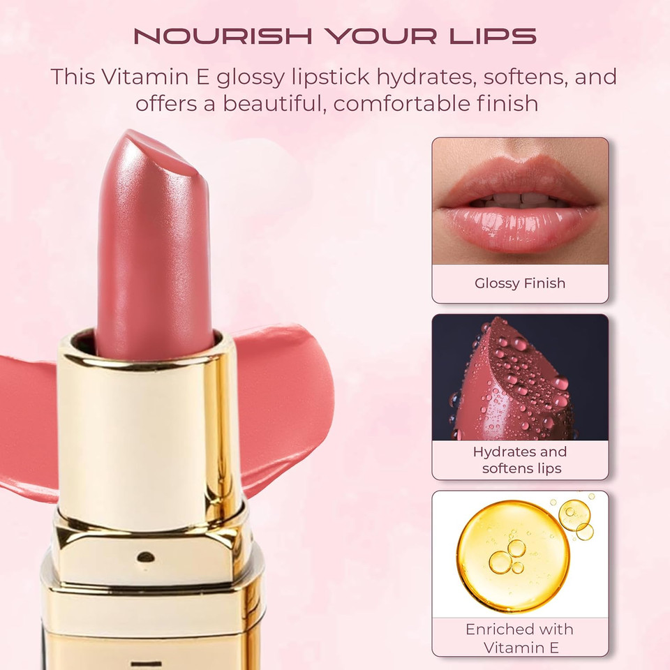 Votum Tahari 5Pc Lipstick Set  Multi-Finish Lipsticks For Women, Matte, Cream, And Pearl, Long-Lasting Lipstick Color Gift Set (Red)