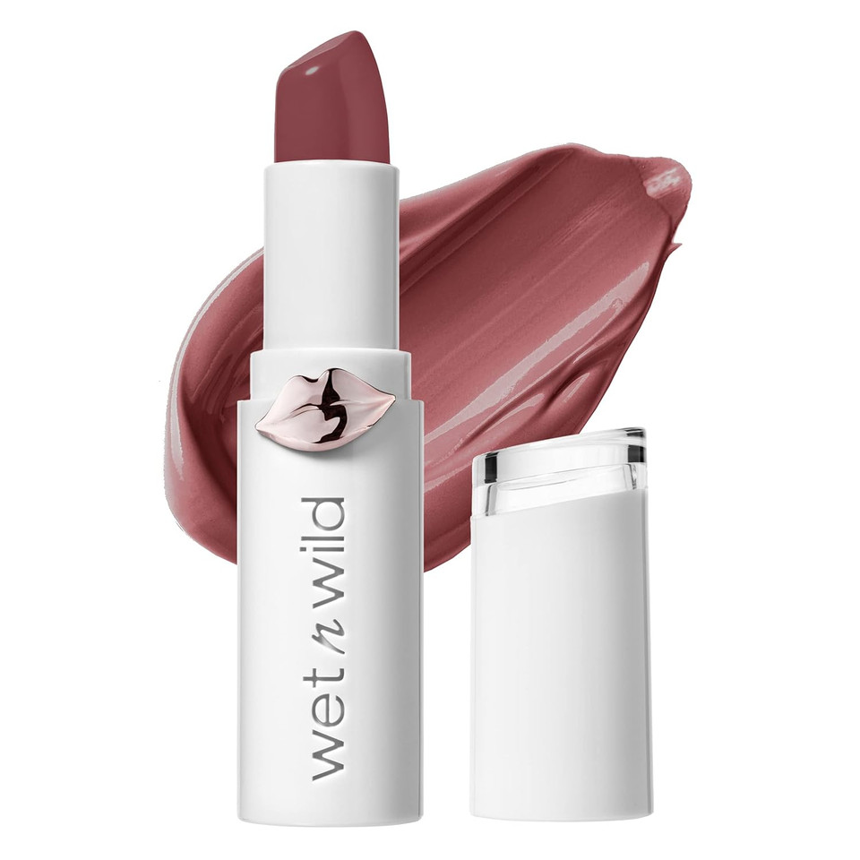 Wet N Wild Mega Last High-Shine Lipstick Lip Color, Infused With Seed Oils For A Nourishing High-Shine, Buildable & Blendable Creamy Color, Cruelty-Free & Vegan - Clothes Off