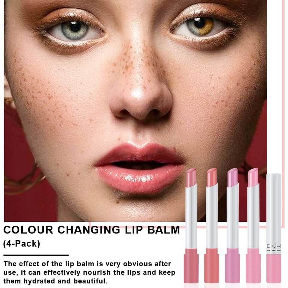 Bingbrush 4Pcs Color Changing Lipstick,Smoke Pipe Ph Mood Long Lasting Labiales Lip Care Moisturizer Lip Balm Korean Magic Lip Gloss Tinted Stain Makeup Set For Women