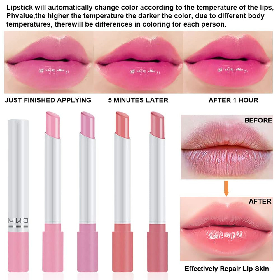 Bingbrush Color Changing Lipstick,Moisturizer Long Lasting Lip Care Lip Balm Magic Lip Gloss Lip Tint Stain Glossly Makeup Lipstick Set For Women (1Pc A01#)