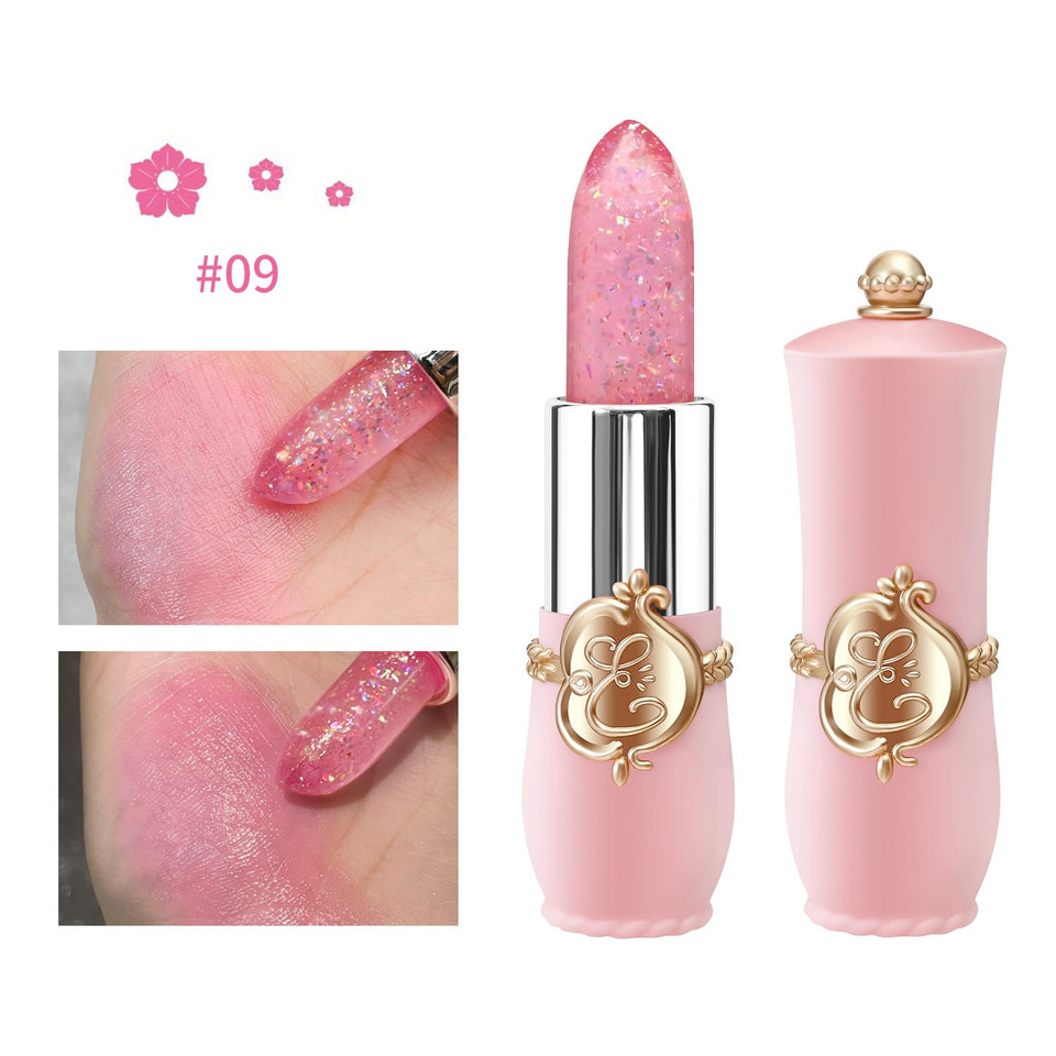 3 Pcs/Set Flower Jelly Lipstick Set Temperature Change Moisturizer Long Lasting Nutritious Balm Magic Color Change Lip Gloss (3Pcs Flower Jelly Lipstick 010203)