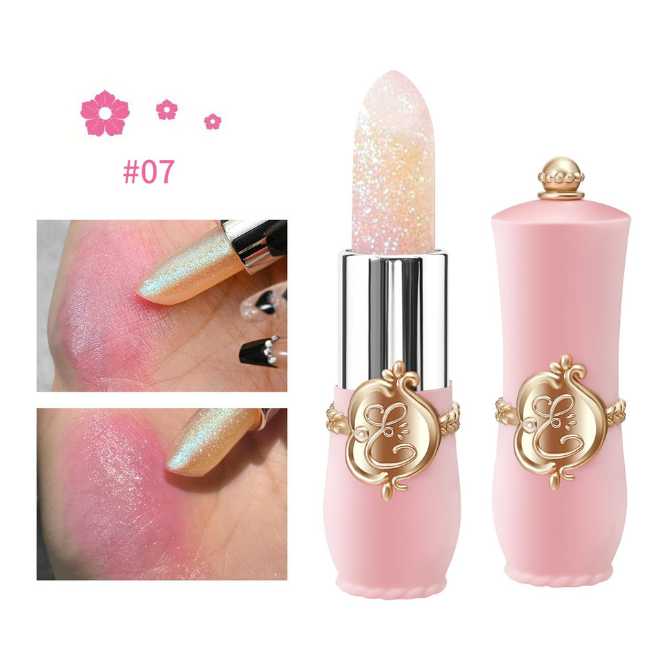 3 Pcs/Set Flower Jelly Lipstick Set Temperature Change Moisturizer Long Lasting Nutritious Balm Magic Color Change Lip Gloss (Flower Jelly Lipstick 040506)
