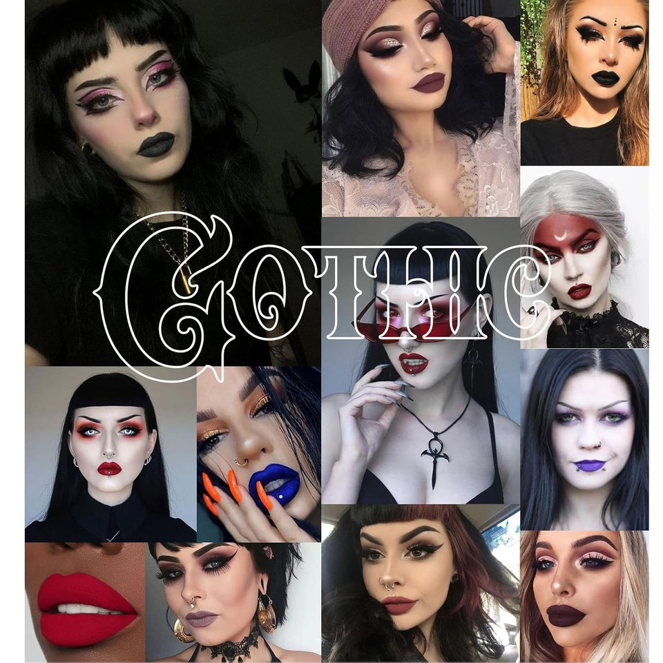 4Pcs Dark Red Purple Blue Black Matte Liquid Lipstick Sets,Matte Lipstick Lip Stain Long Lasting 24 Waterproof Lip Gloss Gift Set Matt Liquid Makeup Lipstick For Women Halloween Party Cosplay(Set C)