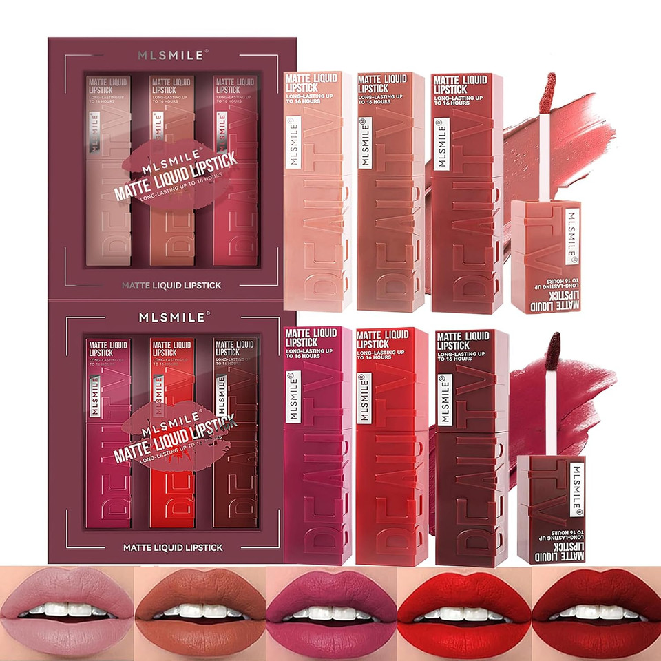 6 Colors Matte Liquid Lipstick Set, Velvet Smooth Nude Lip Gloss, Waterproof Moisturizing Long Lasting Highly Pigmented Matte Lip Stain Makeup Gift Kit For Women