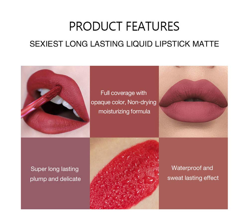 6Pcs Nude Matte Liquid Lipstick Set, Waterproof Long Lasting Non-Stick Cup Nude Lipstick 24 Hour Not Fade Red Matte Lipstick Professional Lip Gloss Mother'S Day Gifts For Women (Gift Set B)