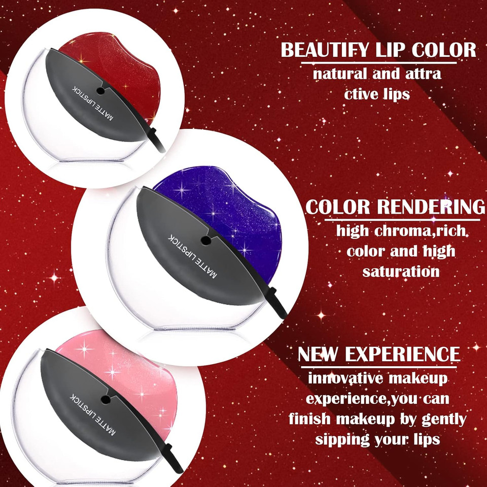 Dageda 3 Colors Lazy Lipstick, Pearl Lipstick Magic Color Changing Lipstick, Labiales Magicos Long Lasting Moisturizing Lipstick, Not Fade Lip Shape Lipstick For Lazy People(Color A)